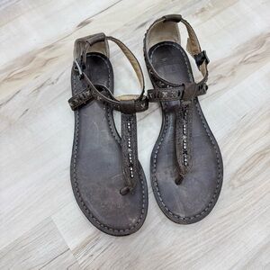Frye Carson Boho Thong Sandal Size 8 brown gray color
